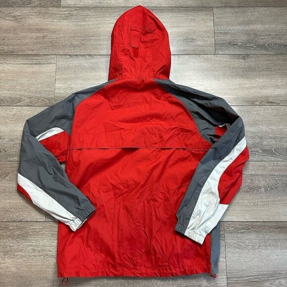 Columbia Women's size L Hooded Windbreaker Nylon Full Zip Rain Jacket Rec Gray - Picture 2 of 5